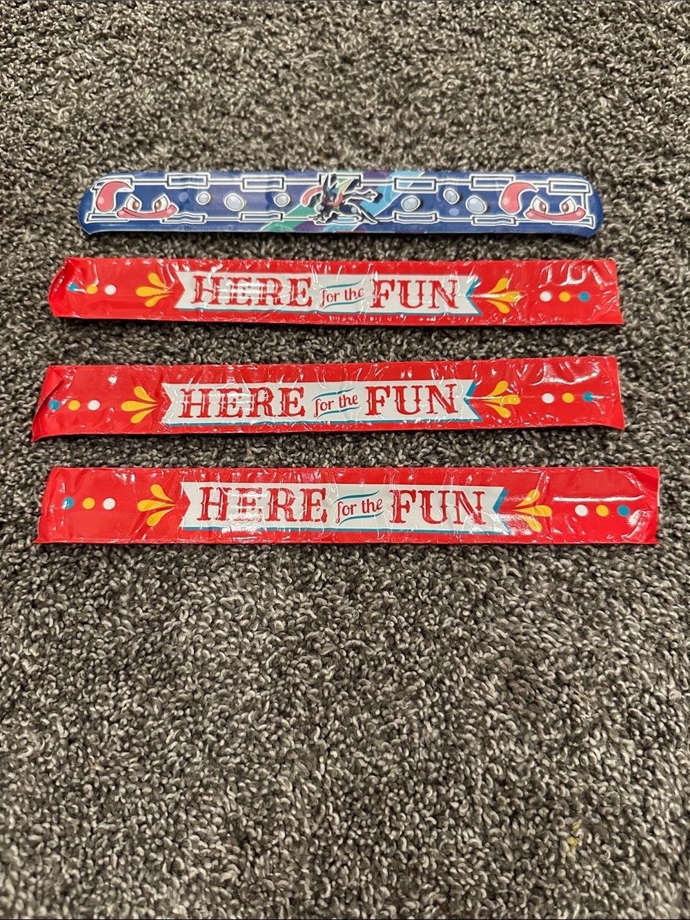 Kids Red "Here for the Fun" Party Slap Bracelets